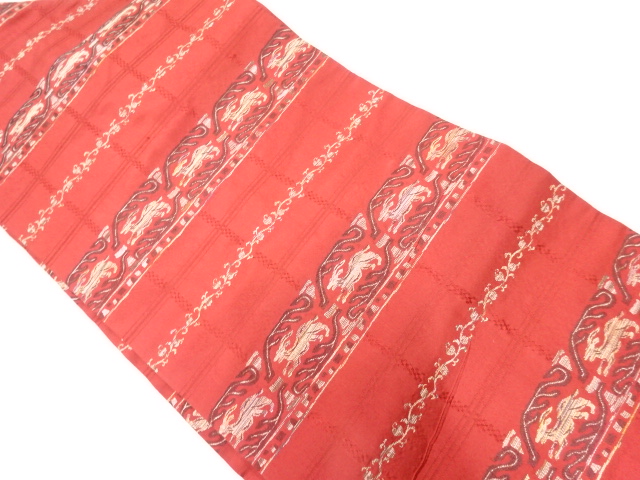 JAPANESE KIMONO / VINTAGE NAGOYA OBI / WOVEN STRIPE & ARABESQUE